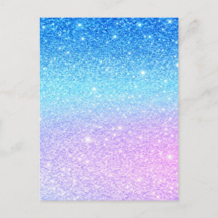 Chic Purple Ombre Blue Glitter Modern Postcard