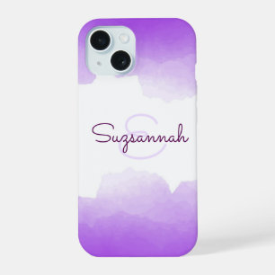 Chic Purple Ombre Name Letter Monogram iPhone Case