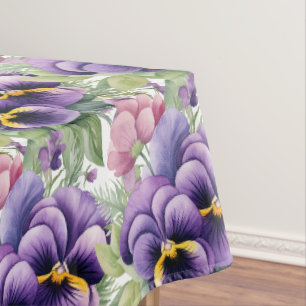 Chic Purple Pansy Pansies Tablecloth