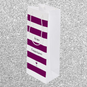 Chic Purple Striped Wine Connoisseur Gift Bag