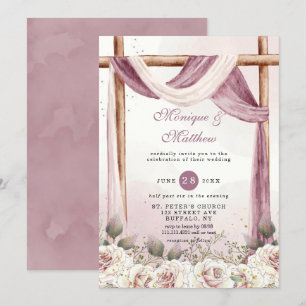 Chic Purple White Canopy Florals Wedding Invitation