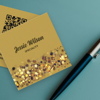 Chic QR Code light glitter bling professional Square Business Card