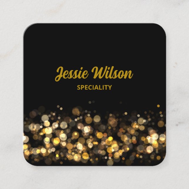 Chic QR Code light glitter bling professional Square Business Card (Front)