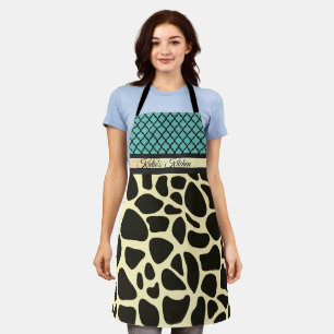 Chic Quatrefoil Giraffe Print  Personalized  Apron