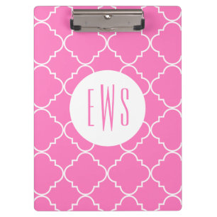 Chic Quatrefoil Monogram Clipboard