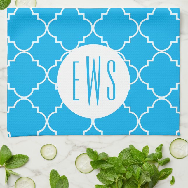 Chic Quatrefoil Monogram Kitchen Towel (Folded)