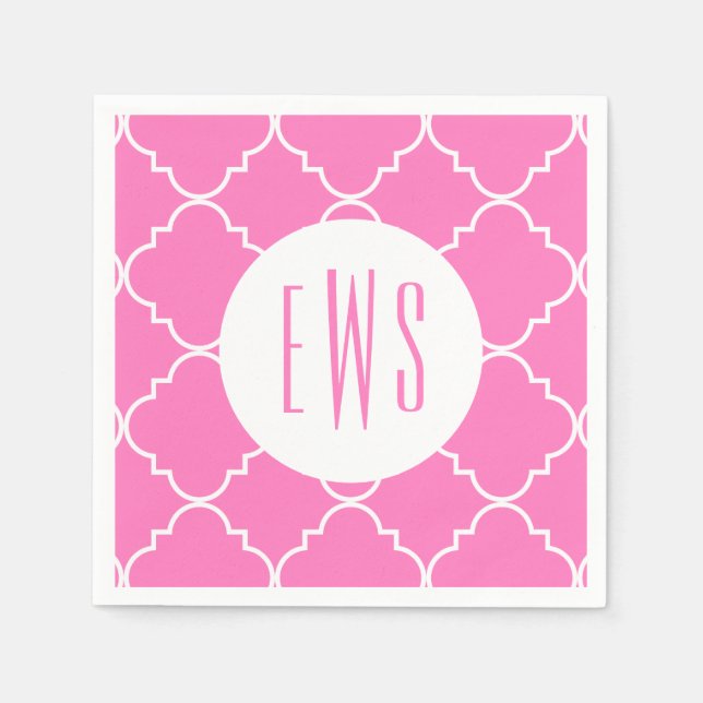 Chic Quatrefoil Monogram Party Napkins (Front)