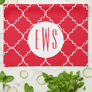 Chic Quatrefoil Monogram Serviette de cuisine