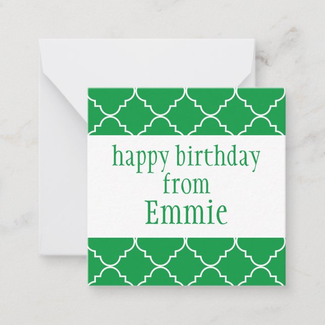 Chic Quatrefoil Personalized Gift Enclosure Cards (Front)