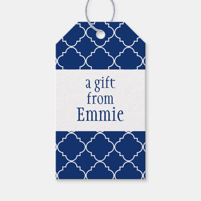 Chic Quatrefoil Personalized Gift Tags (Front)
