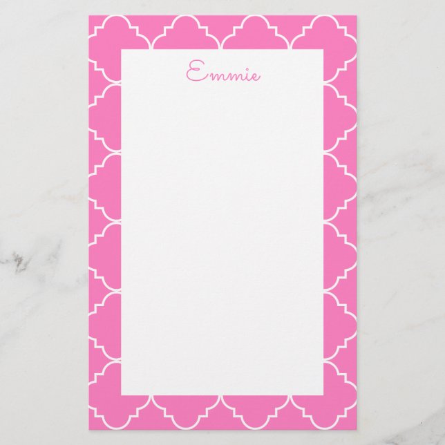 Chic Quatrefoil Personalized Stationery (Front)