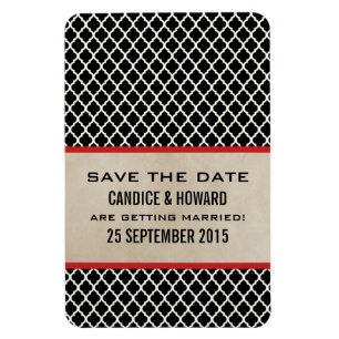 Chic Quatrefoil Save the Date Magnet, Red Magnet