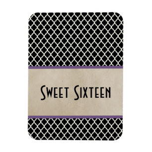 Chic Quatrefoil Sweet 16 Magnet, Purple Magnet