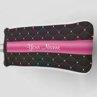 Chic Quilted Pink Black Colourful Personalized Golf Head Cover