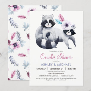 Chic Raccoon Couples Shower Invitation