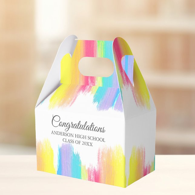 Chic Rainbow Congratulations Graduation Party Favor Box (Creator Uploaded)