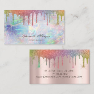 Chic Rainbow Drips Opal  Business Card