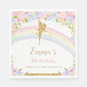 Chic Rainbow Fairy Girl Birthday Baby Shower  Napkin