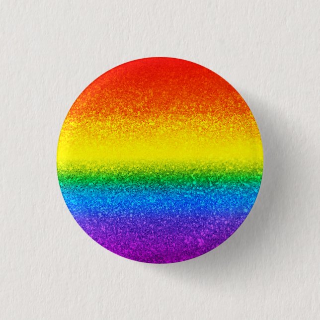 Chic Rainbow Glitter Stripes Monogram Name 1 Inch Round Button (Front)