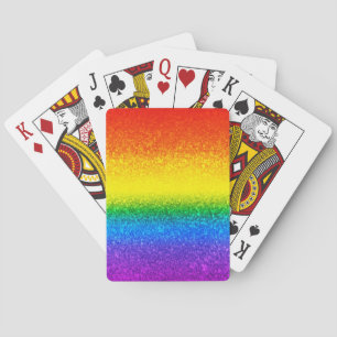 Chic Rainbow Glitter Stripes Monogram Name Playing Cards