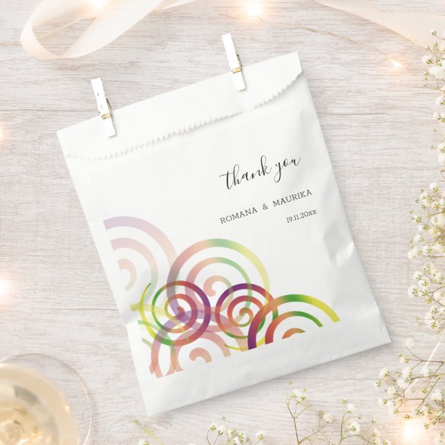 Chic Rainbow Spirals Personalized Favour Bag (Clipped)