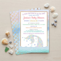 Chic Rainbow Watercolor Mermaid Baby Shower
