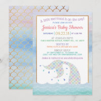 Chic Rainbow Watercolor Mermaid Baby Shower
