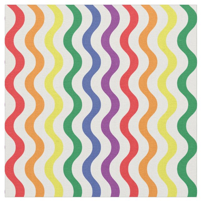 Chic Rainbow Wavy Lines Custom Pattern Fabric (Close Up)