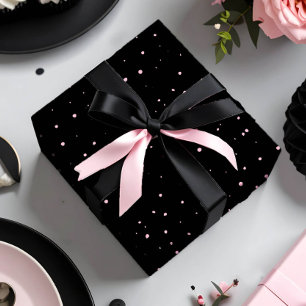 Chic Random Polka Dots Pink on Black ID1162 Wrapping Paper