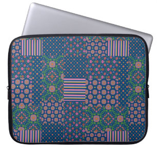 Chic Rangoli Patterns Faux Patchwork Laptop Sleeve