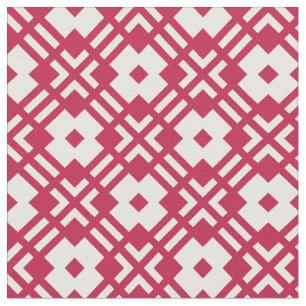 Chic red and white abstract geometric pattern fabric