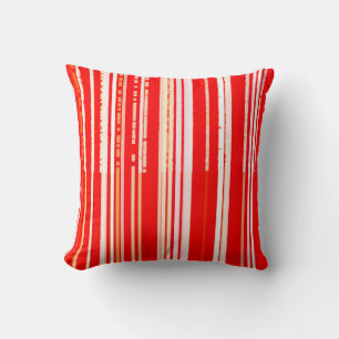 Chic Red and White Stripes Throw Pillow
