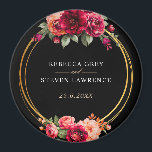 Chic red black floral wedding magnet<br><div class="desc">Elegant chic dark red burgundy and black wedding magnet with beautiful flowers and green leaves. An enchanting fusion of elegance and gothic charm. These beautiful invitations are in rich black and red hues. The calligraphy is elegant and chic and can be easily customised. Romantic and modern floral wedding invitations with...</div>