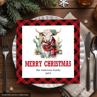 Chic Red black Western napkins for Christmas table