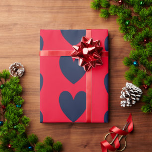 chic red & blue hearts valentine  wrapping paper
