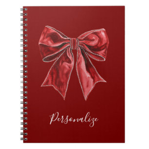 Chic Red Bow Personalized Notebook