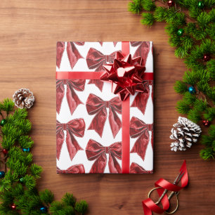 Chic Red Bows Christmas Wrapping Paper