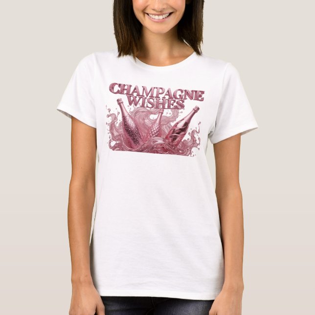 Chic Red CHAMPAGNE WISHES Statement Tee (Front)