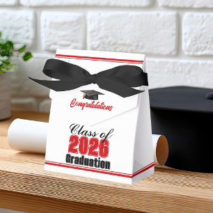Chic Red Class of 2026 Custom Graduation Favor Box