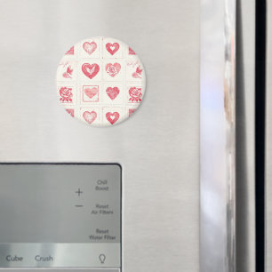 Chic Red Cream Valentine Love Magnet