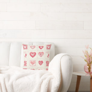 Chic Red Cream Valentine Love Throw Pillow