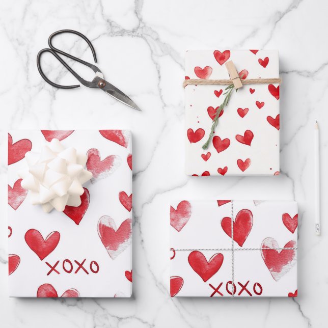Chic Red Cream Valentine Love Wrapping Paper Sheet (Front)