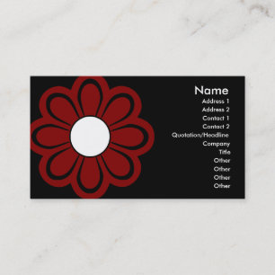 Chic Red Flower on Black Business Card