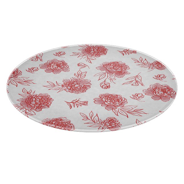 Chic Red Flowers   Cutting Board (Corner)