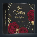 chic red flowers gold leaves black photo album binder<br><div class="desc">beautiful elegant burgundy flowers with some gold leaves on geometric frame chic black wedding photo album.
The glitter details are simulated</div>