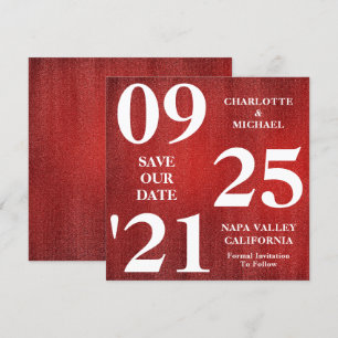 Chic Red Glitter Sparkle Modern Save The Date Invitation