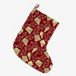 Chic Red Gold Diamonds Christmas Large Christmas Stocking