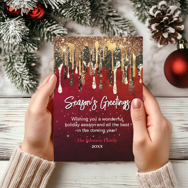 Chic red gold glitter drips Christmas new year (Creator Uploaded)