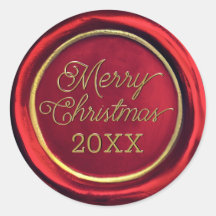 Chic Red & Gold Joyeux Stickers cire de Noël