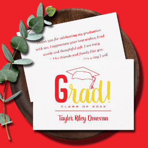 Chic Red Grad Cap Graduation Card